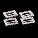 10Pieces Rectangle Rhinestone Ribbon Buckles Sliders Silver 10mm
