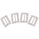 10Pieces Rectangle Rhinestone Ribbon Buckles Sliders Silver 10mm