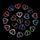 20 Pieces Colorful Heart Shape Crystal Buckle Ribbons Slider for Wedding Invitation 15mm