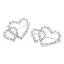 5 Pieces Double Heart Crystal Brooch Pin Buckle Women's Wedding Bridal Jewelry Decor 32mm