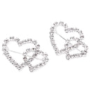 5 Pieces Double Heart Crystal Brooch Pin Buckle Women's Wedding Bridal Jewelry Decor 32mm