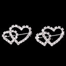 5 Pieces Double Heart Crystal Brooch Pin Buckle Women's Wedding Bridal Jewelry Decor 32mm