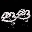 5 Pieces Double Heart Crystal Brooch Pin Buckle Women's Wedding Bridal Jewelry Decor 32mm