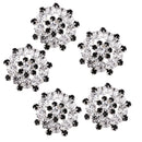 5 Pieces Diamante Rhinestone Flower Shank Buttons Sewing Buttons Embellishment Black and Silver 22mm