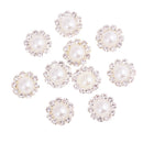 10 Pieces Flower Shape Rhinestone Pearl Flatback Buttons for Wedding Scrapbook Embellishment 13mm