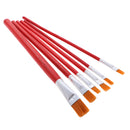 6 x Flat Pointed Tip Nylon Hair Acrylic Watercolor Brush Artist Brush Set