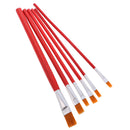 6 x Flat Pointed Tip Nylon Hair Acrylic Watercolor Brush Artist Brush Set