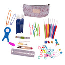66PCS/SET Aluminium Crochet Hooks Needles Knitting Weaving DIY Tools Sewing crafts Supplies Blue