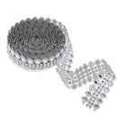 5 Yards Crystal Flower Rhinestone Chain Mesh Ribbon Trims Sewing Crafts Applique Silver