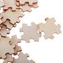 Pack of 50 Wooden Cutout Pieces Puzzle Shape Embellishments for Kids DIY Art Crafts