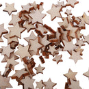 Pack of 100 Assorted Size Wooden Shape Unfinished Stars Embellishments for Scrapbooking Crafts