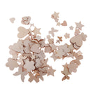 Pack of 100 Assorted Wooden Shape Hearts Plum Flower Star Embellishments for Scrapbooking Craft