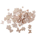 Pack of 100 Assorted Wooden Shape Hearts Plum Flower Star Embellishments for Scrapbooking Craft