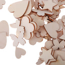 Pack of 100 Assorted Wooden Shape Hearts Plum Flower Star Embellishments for Scrapbooking Craft