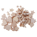 Pack of 100 Assorted Wooden Shape Hearts Plum Flower Star Embellishments for Scrapbooking Craft