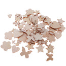 Pack of 100 Assorted Wooden Shape Hearts Plum Flower Star Embellishments for Scrapbooking Craft