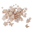 Pack of 100 Assorted Wooden Shape Hearts Plum Flower Star Embellishments for Scrapbooking Craft