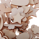 Pack of 100 Assorted Wooden Shape Hearts Plum Flower Star Embellishments for Scrapbooking Craft