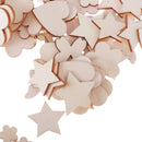 Pack of 100 Assorted Wooden Shape Hearts Plum Flower Star Embellishments for Scrapbooking Craft