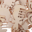 Pack of 50 Assorted Natural Wooden Shape Hands Feet Comb Embellishments for Crafts with Holes