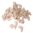 Pack of 50 Assorted Natural Wooden Shape Hands Feet Comb Embellishments for Crafts with Holes