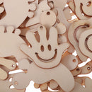 Pack of 50 Assorted Natural Wooden Shape Hands Feet Comb Embellishments for Crafts with Holes