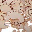 Pack of 50 Assorted Natural Wooden Shape Hands Feet Comb Embellishments for Crafts with Holes