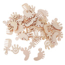 Pack of 50 Assorted Natural Wooden Shape Hands Feet Comb Embellishments for Crafts with Holes