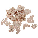 Pack of 50 Assorted Natural Wooden Shape Hands Feet Comb Embellishments for Crafts with Holes