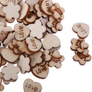 100pcs Mixed Wooden Shapes Hearts Plum Flower Unfinished Wood Pieces Embellishments for DIY Crafts