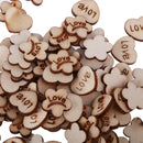 100pcs Mixed Wooden Shapes Hearts Plum Flower Unfinished Wood Pieces Embellishments for DIY Crafts