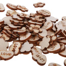 100pcs Mixed Wooden Shapes Hearts Plum Flower Unfinished Wood Pieces Embellishments for DIY Crafts