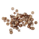100pcs 14mm Round and Pentagram Shape Wood Craft for DIY Embellishments