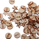 100pcs 14mm Round and Pentagram Shape Wood Craft for DIY Embellishments