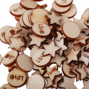 100pcs 14mm Round and Pentagram Shape Wood Craft for DIY Embellishments
