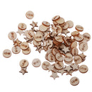 100pcs 14mm Round and Pentagram Shape Wood Craft for DIY Embellishments