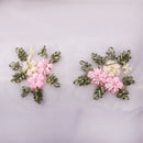 Pack of 2 Ribbons Embroidery Flower Sewing Applique Embellishments for Clothes Dress Decor