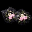 Pack of 2 Ribbons Embroidery Flower Sewing Applique Embellishments for Clothes Dress Decor