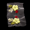 Pack of 2 Ribbons Embroidery Flower Sewing Applique Embellishments for Dress Decor Green