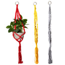 Simple Design 4 Legs Macrame Cotton Rope Home Garden Balcony Decor Ornaments Hanging Planter Basket Holder 90cm Red