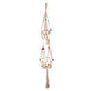 Double-Deck Plant Hanger 4 Legs 125cn Strong Handmade Cotton Rope Indoor Outdoor Ceiling Plant Holder