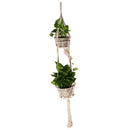 Double-Deck Plant Hanger 4 Legs 125cn Strong Handmade Cotton Rope Indoor Outdoor Ceiling Plant Holder