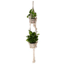 Double-Deck Plant Hanger 4 Legs 125cn Strong Handmade Cotton Rope Indoor Outdoor Ceiling Plant Holder