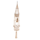 4 Legs 110cm Handmade Double Deck Plant Hanger Cotton Rope Indoor Outdoor Patio Plant Holder Hanging Bakset