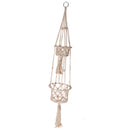 4 Legs 110cm Handmade Double Deck Plant Hanger Cotton Rope Indoor Outdoor Patio Plant Holder Hanging Bakset