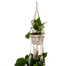 4 Legs 110cm Handmade Double Deck Plant Hanger Cotton Rope Indoor Outdoor Patio Plant Holder Hanging Bakset