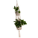 4 Legs 110cm Handmade Double Deck Plant Hanger Cotton Rope Indoor Outdoor Patio Plant Holder Hanging Bakset