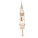4 Legs 110cm Handmade Double Deck Plant Hanger Cotton Rope Indoor Outdoor Patio Plant Holder Hanging Bakset