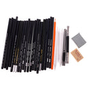 Set of 30 Charcoal Sketch Pencils Extender Eraser Paper Pen Art Artists Drawing Bag