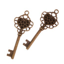 10 Pieces Heart Shape Key Jewelry Findings Antique Heart Key Pendant Bronze 2x0.9